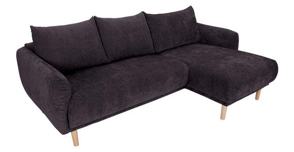 ECKSOFA Dunkelgrau Flachgewebe - Dunkelgrau/Buchefarben, KONVENTIONELL, Holz/Textil (230/144cm) - Carryhome