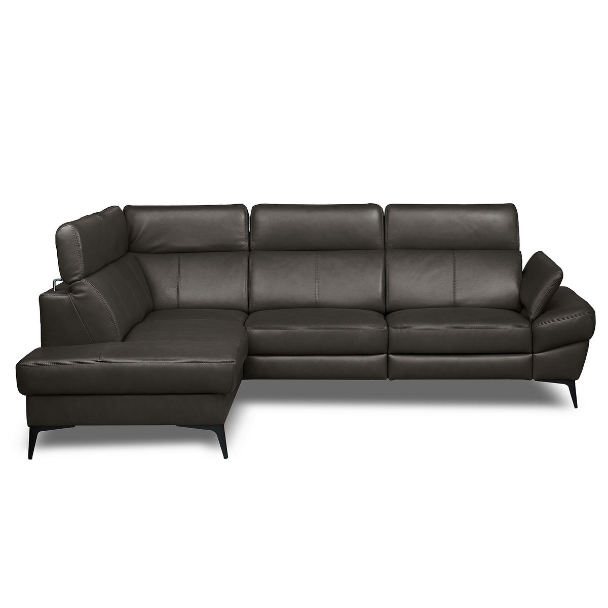 ECKSOFA  in Lederlook Echtleder Dunkelbraun  211/264 cm  - Dunkelbraun/Schwarz, Design, Leder/Textil (211/264cm) - Livetastic