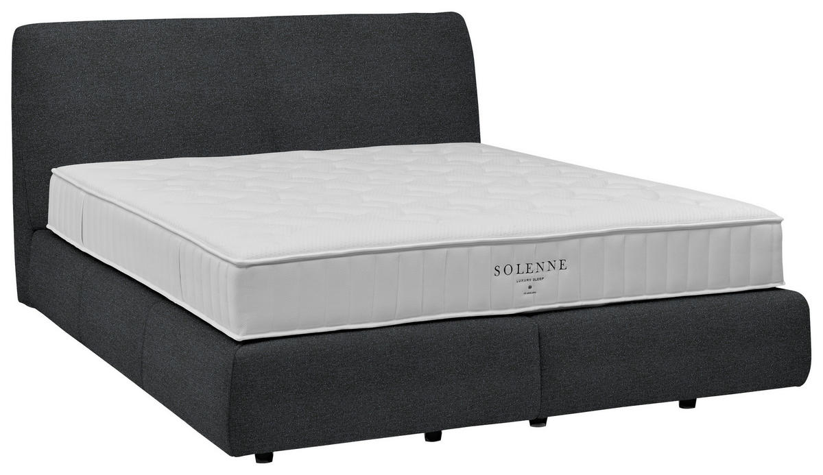 BOXSPRINGBETT 180/200 cm  in Anthrazit  - Anthrazit/Schwarz, Design, Kunststoff/Textil (180/200cm) - Johann Jakob