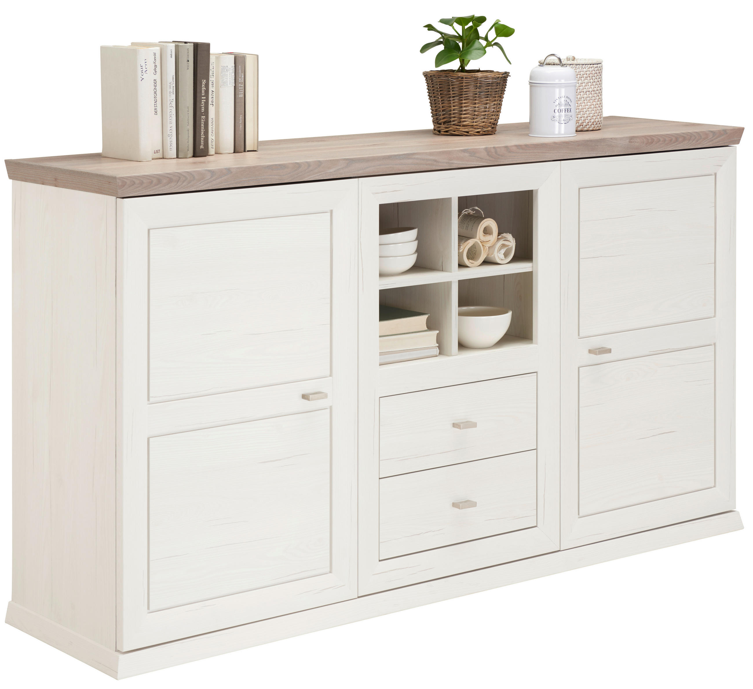 KOMMODE Grau, Weiß - Weiß/Grau, Design, Holzwerkstoff/Metall (160/89/43cm) - Hom`in