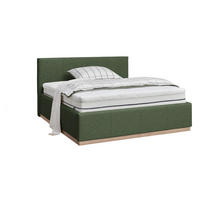 POLSTERBETT Beleuchtung, Lattenrost, Bettkasten Grün 160/200 cm  - Birkefarben/Hickory, Design, Holz/Holzwerkstoff (160/200cm) - Lomoco