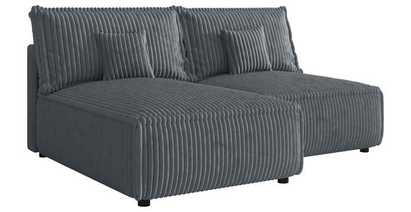 ECKSOFA Grau Cord Zierkissen, Rückenkissen, Schlaffunktion, Rücken echt  - Schwarz/Grau, MODERN, Kunststoff/Textil (153/200cm) - Xora