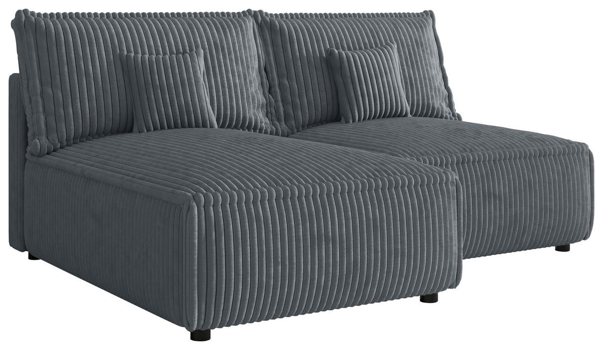 ECKSOFA Grau Cord Zierkissen, Rückenkissen, Schlaffunktion, Rücken echt  - Schwarz/Grau, MODERN, Kunststoff/Textil (153/200cm) - Xora
