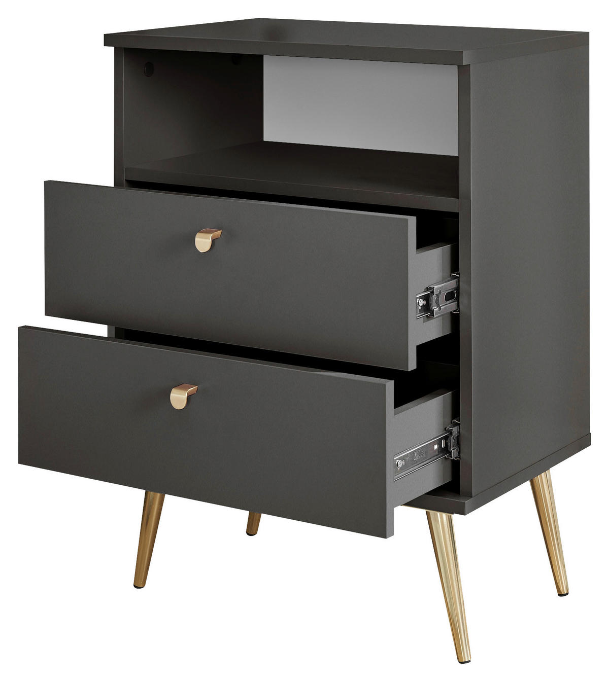 NACHTSCHRANK 50/70/34 cm  - Messingfarben/Graphitfarben, KONVENTIONELL, Holzwerkstoff/Metall (50/70/34cm) - Carryhome