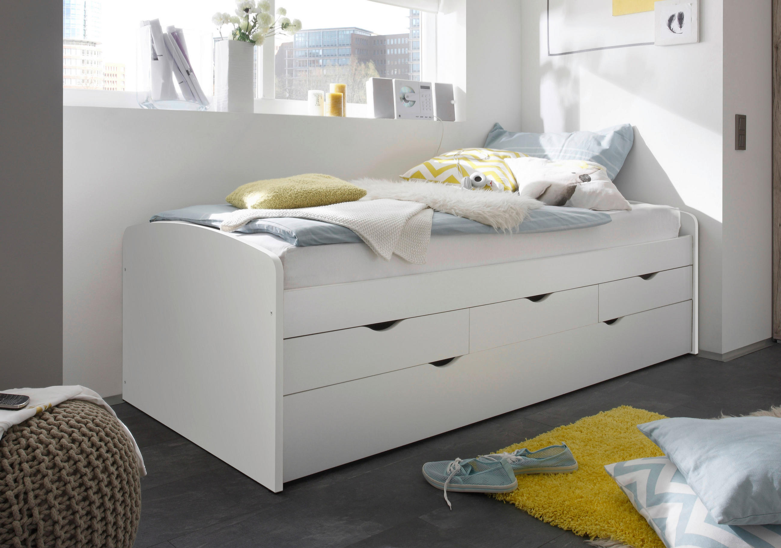 AUSZIEHBETT 90/200 cm Weiss  - Weiss, Basics, Holzwerkstoff (90/200cm) - MID.YOU