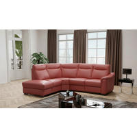 ECKSOFA Lederlook Echtleder Rot  - Wengefarben/Rot, Design, Leder/Holz (229/260cm) - Livetastic