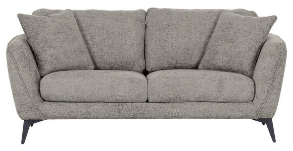 2-SITZER-SOFA  in Chenille Hellgrau  - Hellgrau/Schwarz, KONVENTIONELL, Textil/Metall (190/70/98cm) - Carryhome