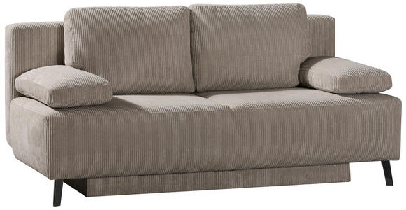 SCHLAFSOFA Cord Hellbraun Rückenkissen, Armlehnenkissen, Bettkasten, Rücken echt  - Hellbraun/Schwarz, MODERN, Textil/Metall (197/92/88cm) - Novel