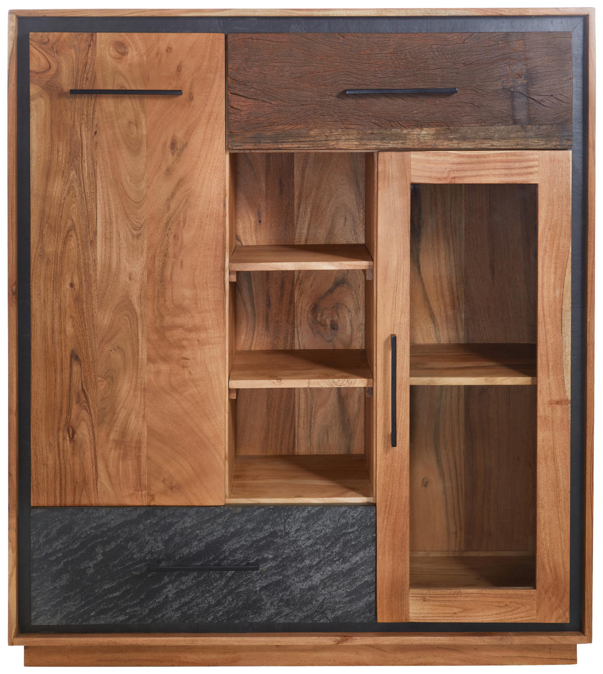 Comodă Înaltă 115/130/40 cm  - maro/gri închis, Trend, sticlă/lemn (115/130/40cm) - Landscape