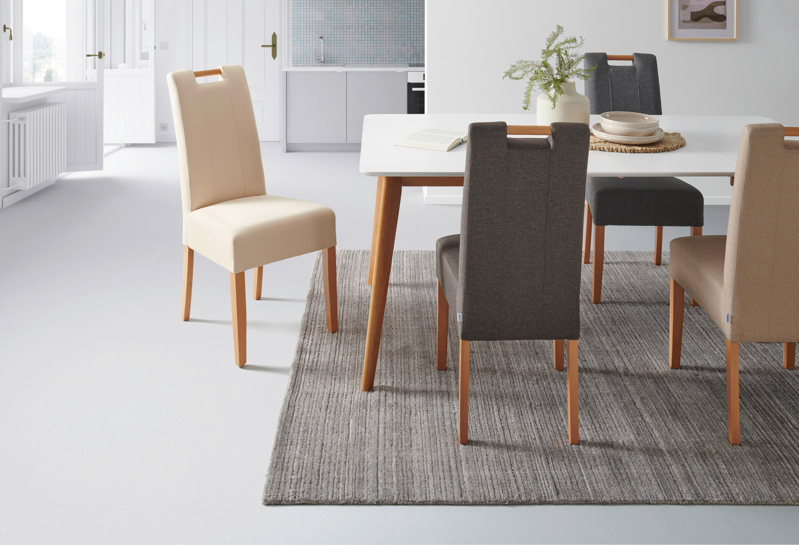 STUHL in Holz, Textil Beige  - Beige/Naturfarben, MODERN, Holz/Textil (46/101/62cm) - Livetastic