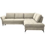 ECKSOFA in Struktur Creme  288/233 cm  - Creme/Schwarz, Natur, Textil/Metall (288/233cm) - Valnatura
