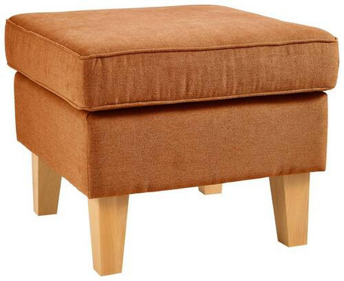 HOCKER in Textil Orange  - Eichefarben/Orange, Design, Holz/Textil (55/44/55cm) - MID.YOU
