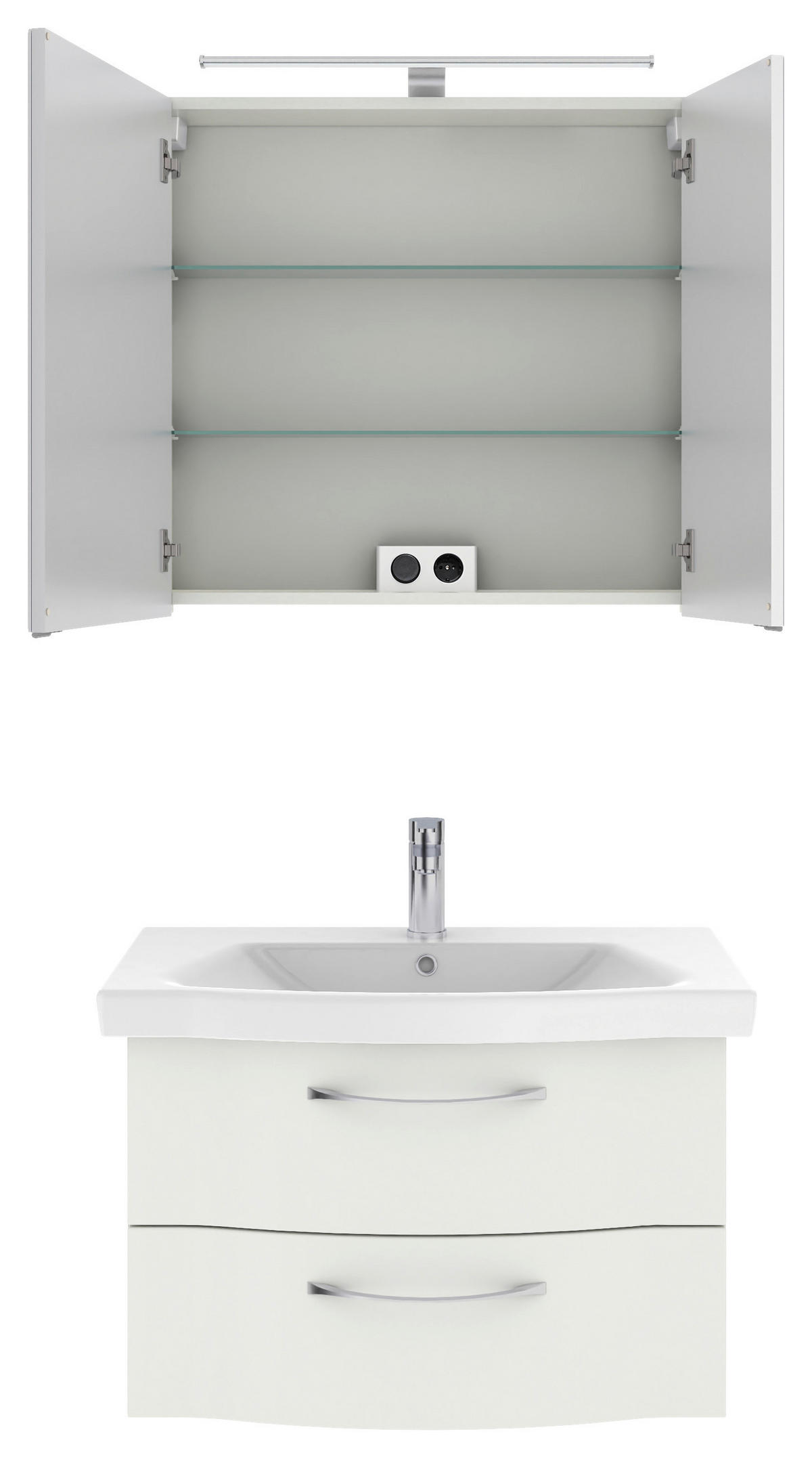 BADEZIMMER 3-teilig  in 82 cm  - Chromfarben/Weiß Hochglanz, KONVENTIONELL, Glas/Holzwerkstoff (82cm) - Pelipal