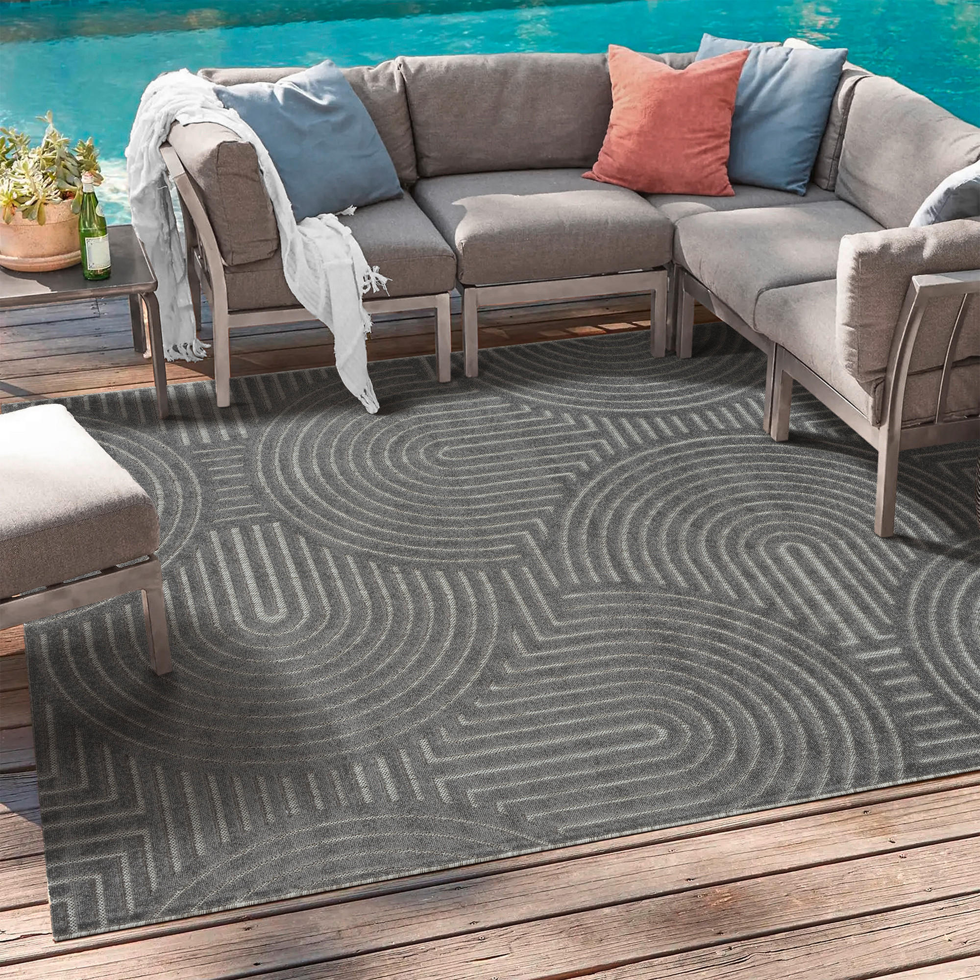 OUTDOORTEPPICH 60/110 cm Berlin Grau  - Grau, Basics, Kunststoff/Textil (60/110cm) - Novel