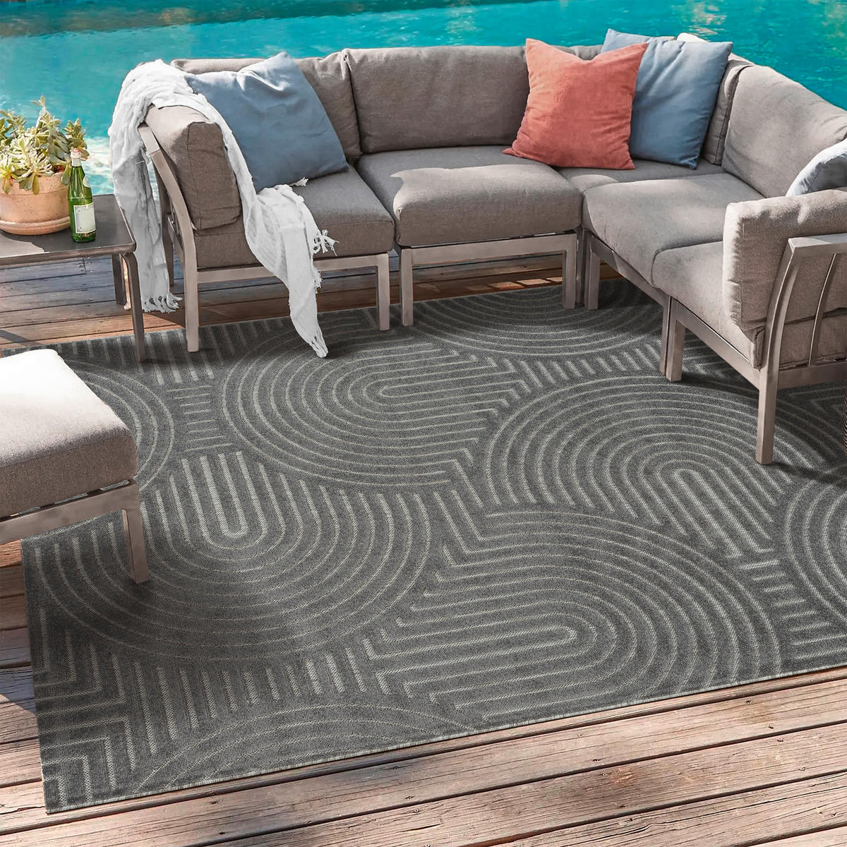 OUTDOORTEPPICH 60/110 cm Berlin Grau  - Grau, Basics, Kunststoff/Textil (60/110cm) - Novel