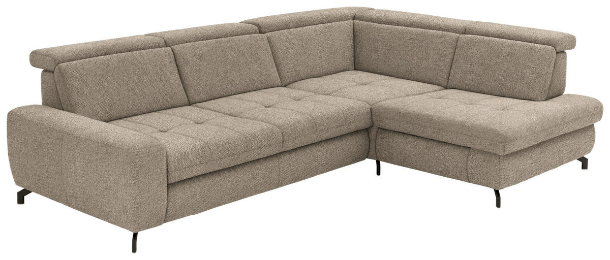 ECKSOFA in Chenille Hellbraun  - Hellbraun/Schwarz, Design, Textil/Metall (310/220cm) - Beldomo Style
