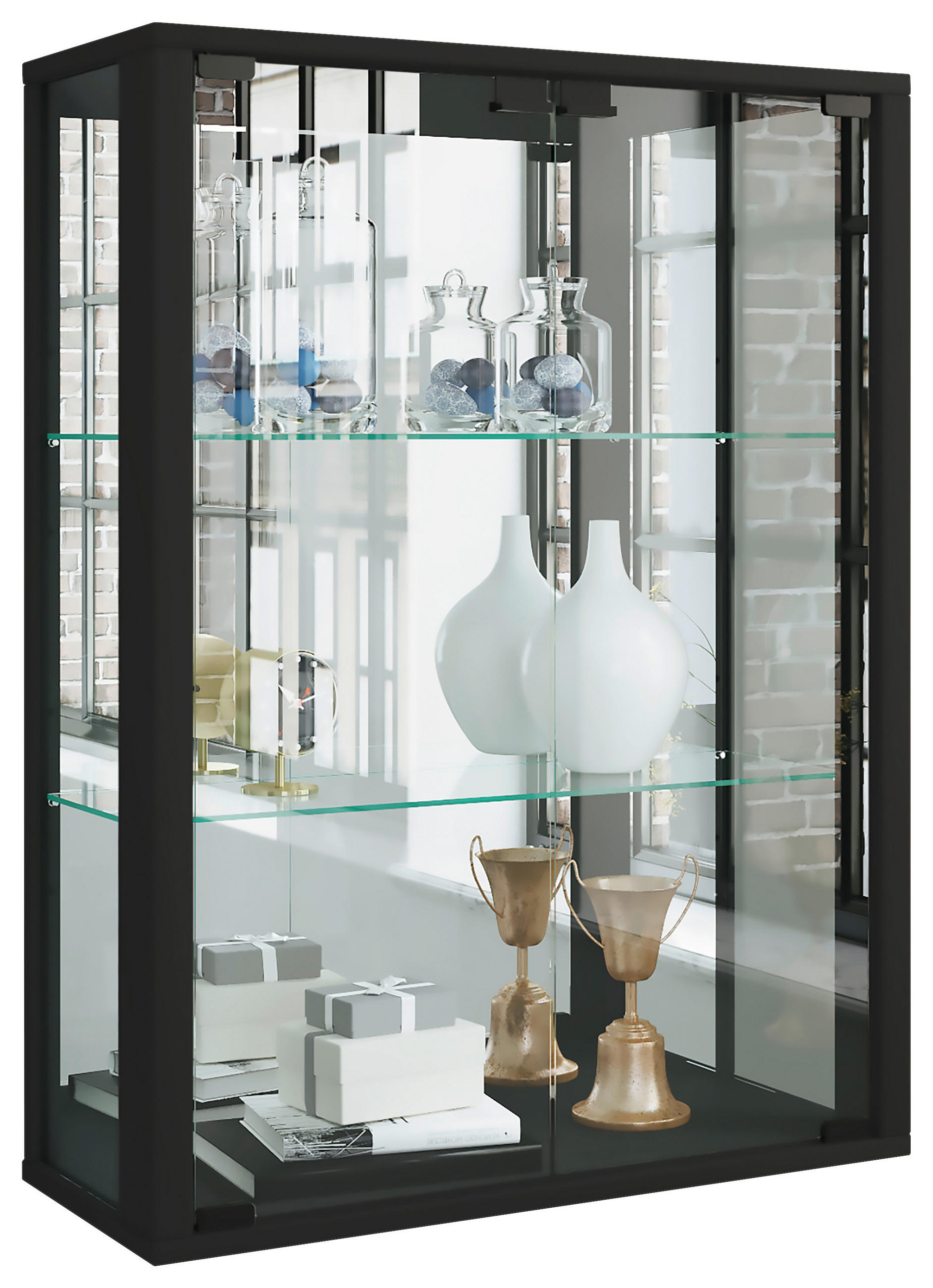 HÄNGEVITRINE in Buche Schwarz  - Schwarz, MODERN, Glas/Holz (60/80/25cm) - MID.YOU