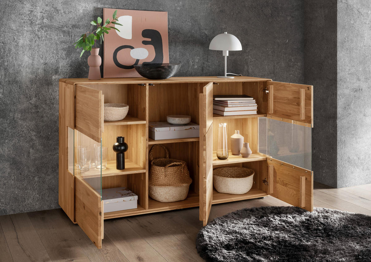 SIDEBOARD  150/89/40 cm  - Wildeiche, Basics, Glas/Holz (150/89/40cm) - Livetastic
