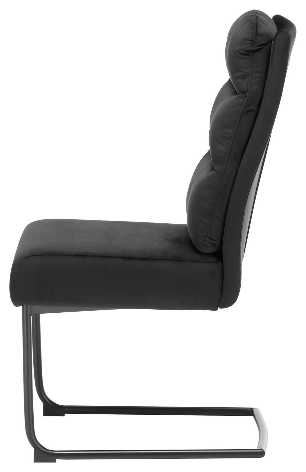 SCHWINGSTUHL  in Eisen Velours  - Schwarz, MODERN, Textil/Metall (46/98/65cm) - Livetastic