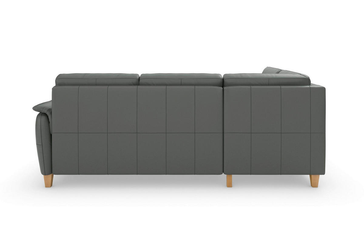ROHOVÁ SEDAČKA, kůže, antracitová - barvy dubu/antracitová, Basics, dřevo/kůže (212/236cm) - Sit & More