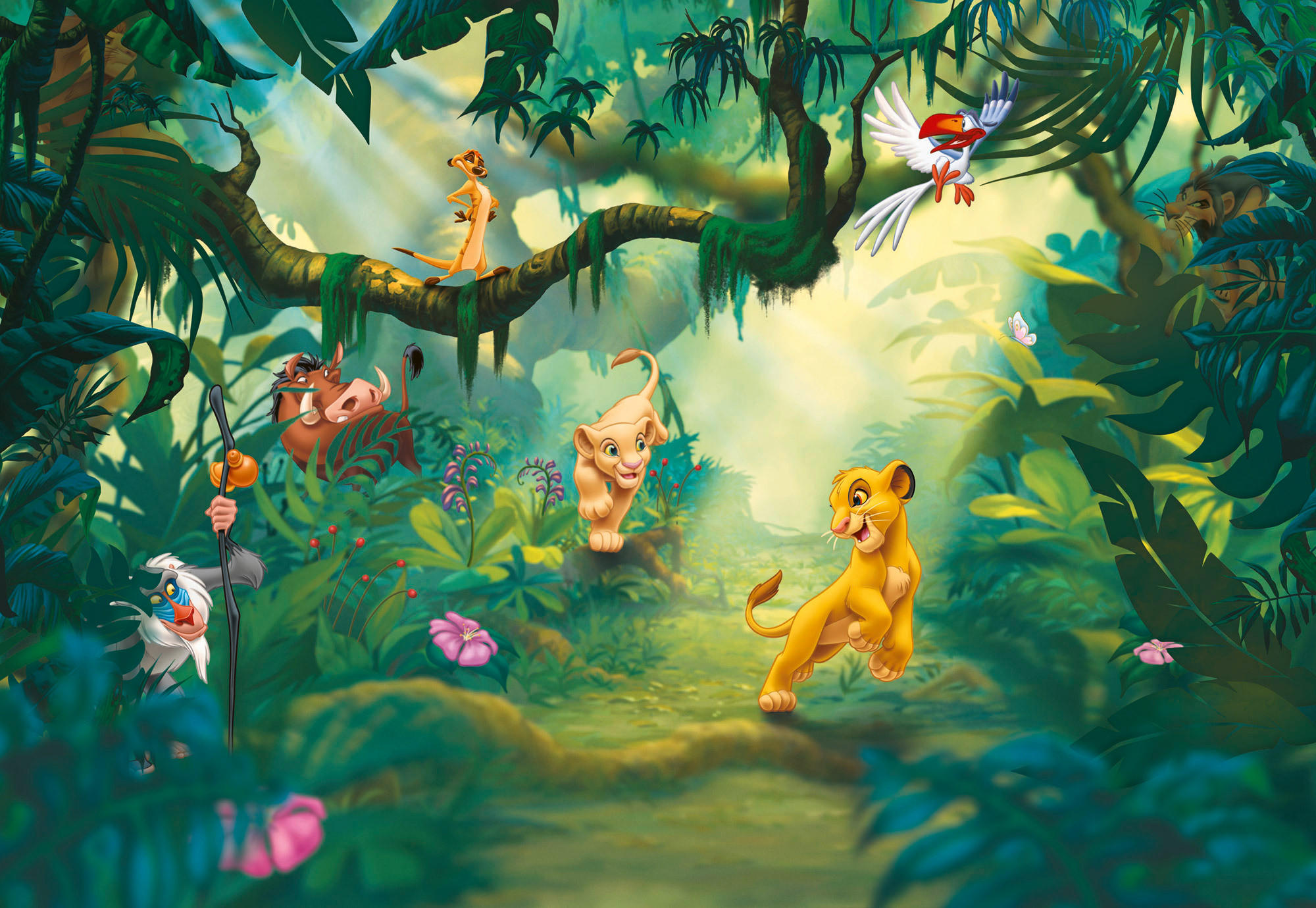 FOTOTAPETE Lion King Jungle  - Multicolor/Grün, Basics, Papier (368/254cm) - Disney