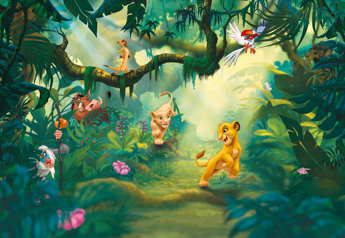 FOTOTAPETE Der König der Löwen  - Multicolor/Grün, LIFESTYLE, Papier (368/254cm) - Disney