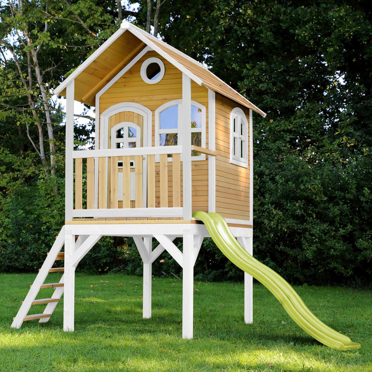 SPIELHAUS 318/272/191 cm  - Braun/Weiß, KONVENTIONELL, Holz (318/272/191cm) - Ambia Garden