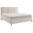 POLSTERBETT gepolstertes Kopfteil, Lattenrost Beige 160/200 cm  - Beige/Schwarz, MODERN, Holz/Textil (160/200cm) - Carryhome