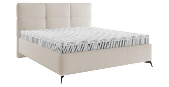POLSTERBETT gepolstertes Kopfteil, Lattenrost Beige 160/200 cm  - Beige/Schwarz, MODERN, Holz/Textil (160/200cm) - Carryhome