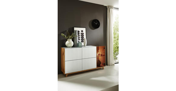 SIDEBOARD 164/92/40 cm - Eichefarben/Weiß, Natur, Glas/Holz (164/92/40cm) - Dieter Knoll