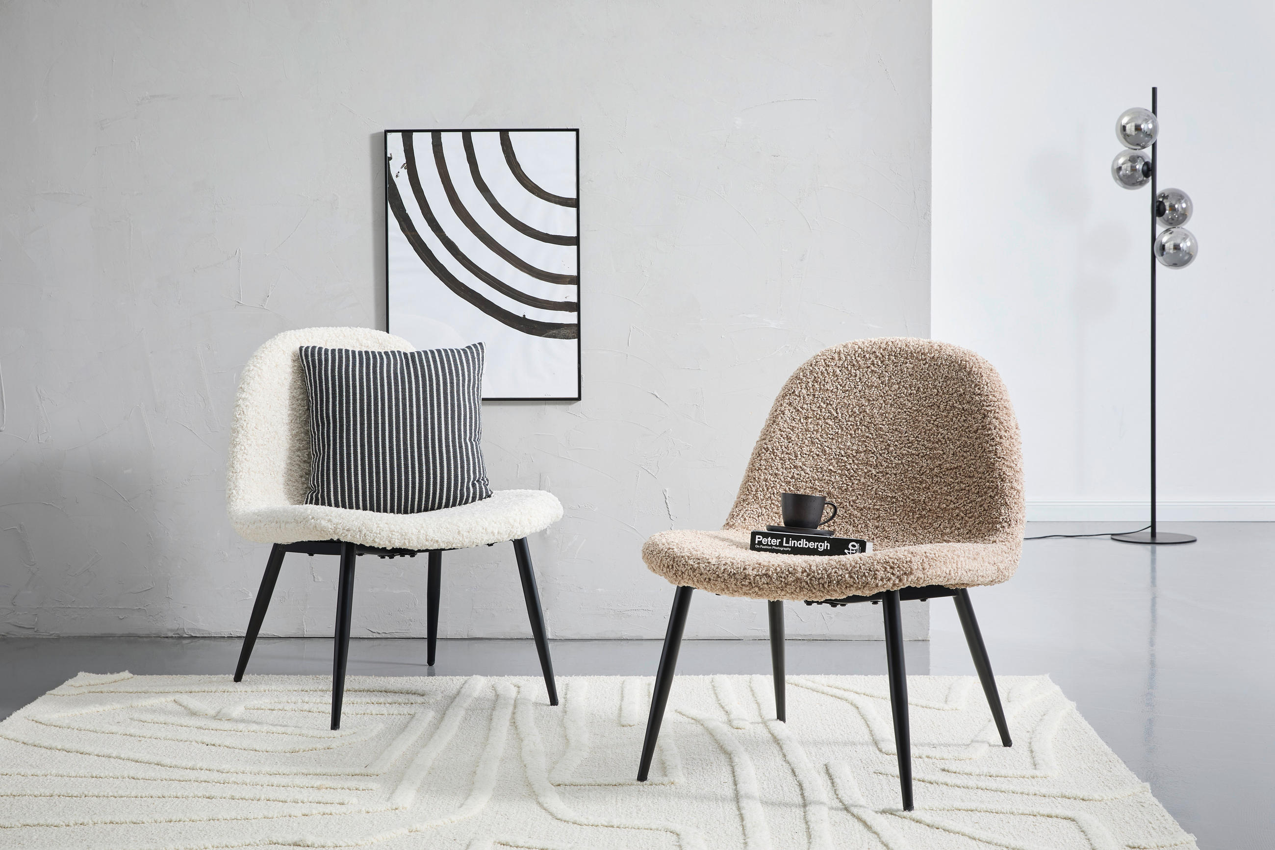 SESSEL in Teddystoff Braun, Schwarz  - Schwarz/Braun, Design, Holz/Textil (63/82/74cm) - Livetastic