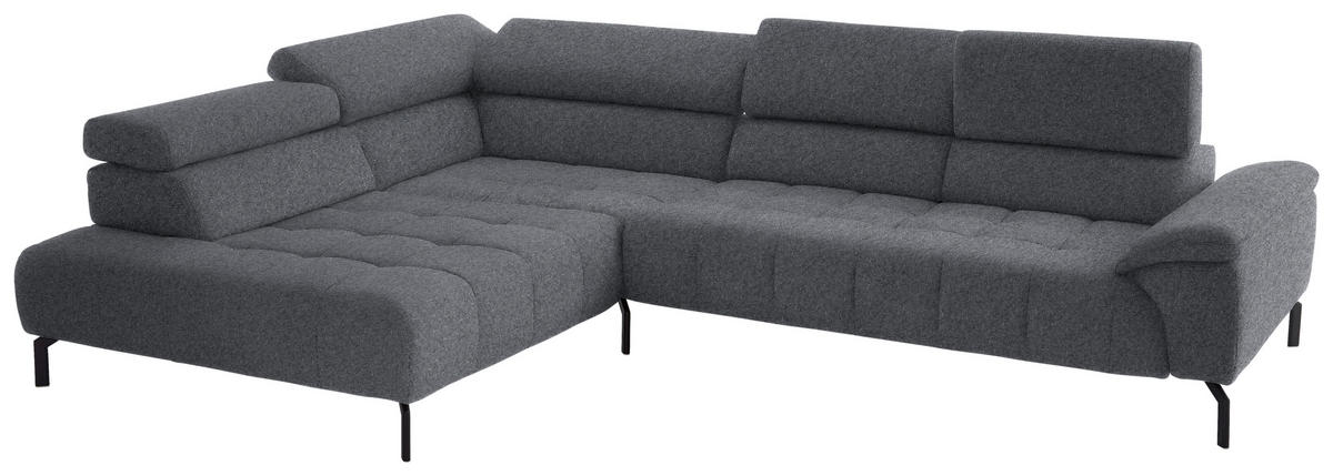 ECKSOFA in Chenille Grau  222/323 cm  - Schwarz/Grau, Design, Textil/Metall (222/323cm) - Beldomo Style