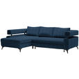 ECKSOFA in Chenille Dunkelblau  - Schwarz/Dunkelblau, KONVENTIONELL, Textil/Metall (184/265cm) - Hom`in