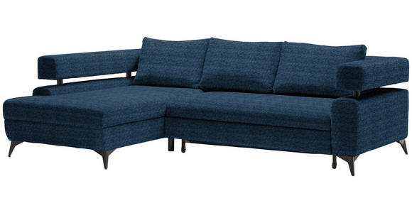 ECKSOFA in Chenille Dunkelblau  - Schwarz/Dunkelblau, KONVENTIONELL, Textil/Metall (184/265cm) - Hom`in