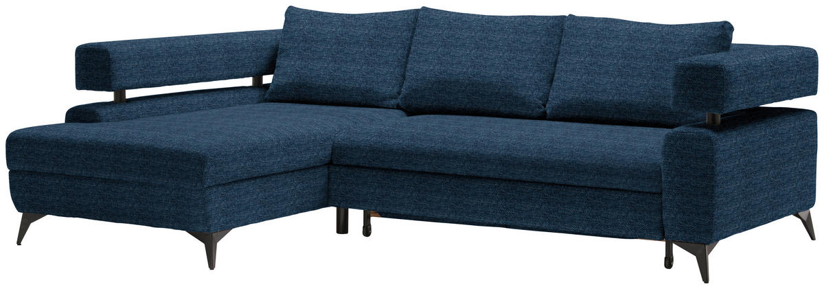 HÖRNSOFFA i chenille mörkblå  - svart/mörkblå, Klassisk, metall/textil (184/265cm) - MID.YOU