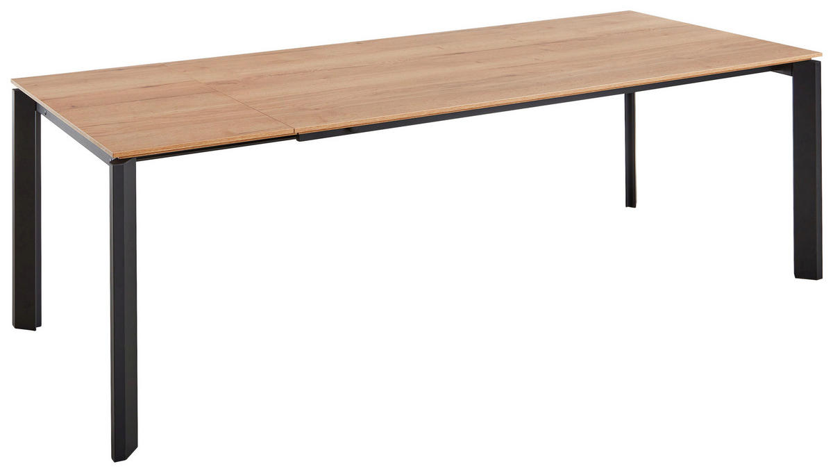 ESSTISCH in Metall, Holzwerkstoff 160-260/95/76 cm  - Eichefarben/Schwarz, Basics, Holzwerkstoff/Metall (160-260/95/76cm) - Celina Home