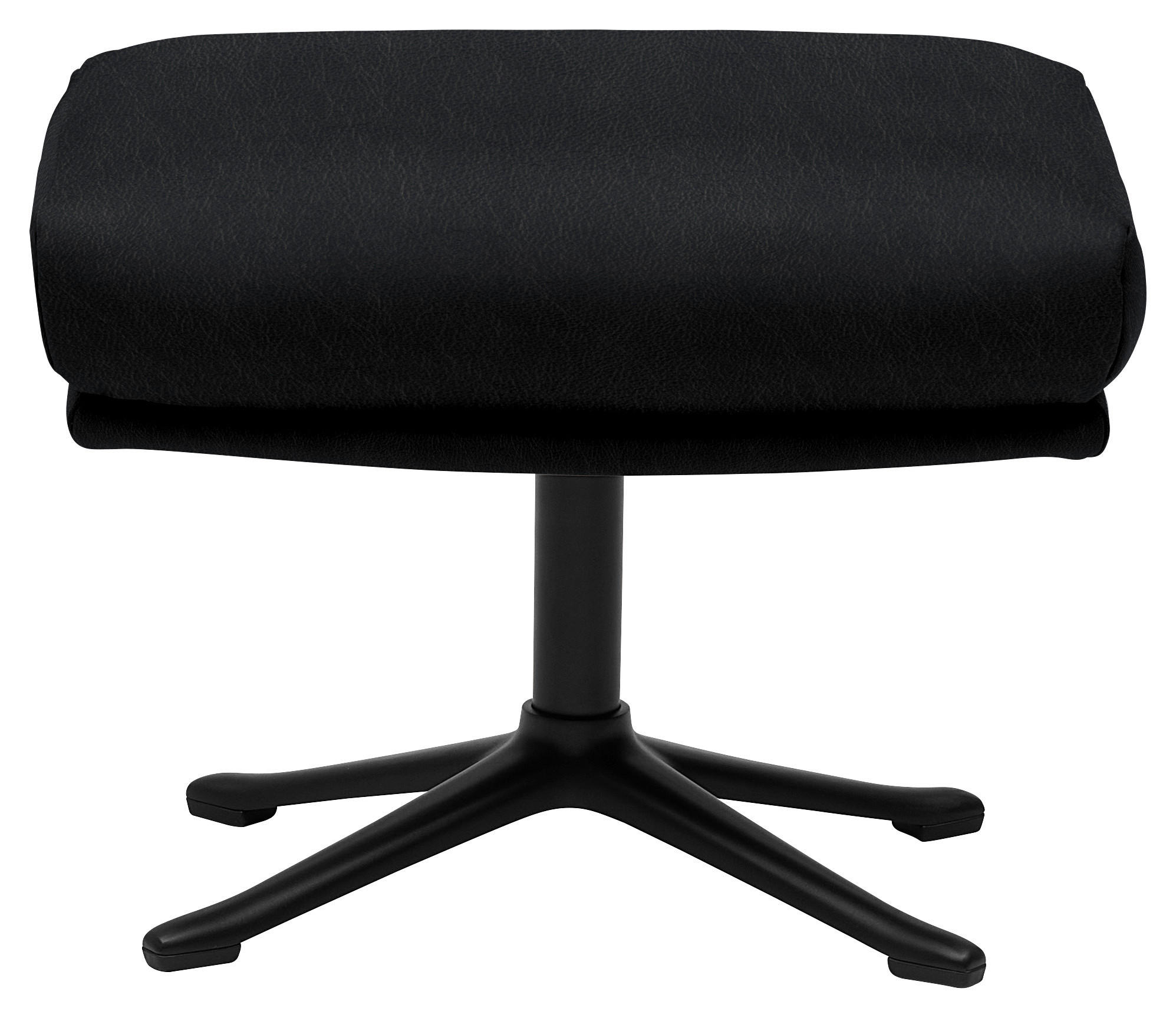 HOCKER in Leder Schwarz  - Schwarz, Design, Leder/Metall (54/41/41cm) - home24