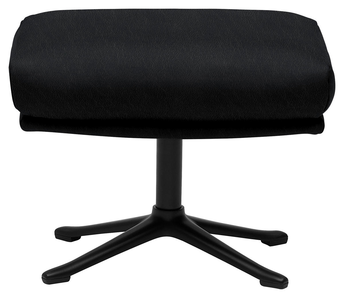 HOCKER in Leder Schwarz  - Schwarz, Design, Leder/Metall (54/41/41cm) - home24