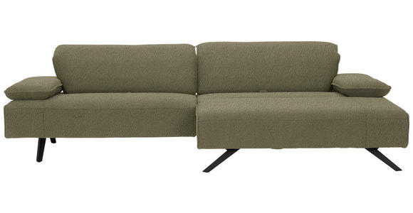 ECKSOFA Biella in Flachgewebe Olivgrün  280/165 cm  - Anthrazit/Olivgrün, Design, Textil/Metall (280/165cm) - Johann Jakob