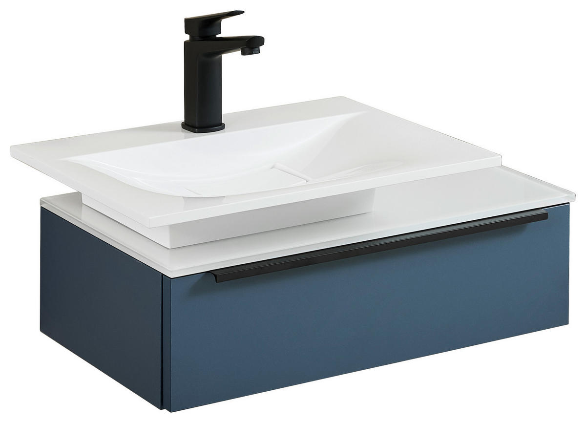 WASCHTISCHKOMBI 66,6 cm  - Blau/Schwarz, KONVENTIONELL, Holzwerkstoff/Stein (66,6cm) - Novel