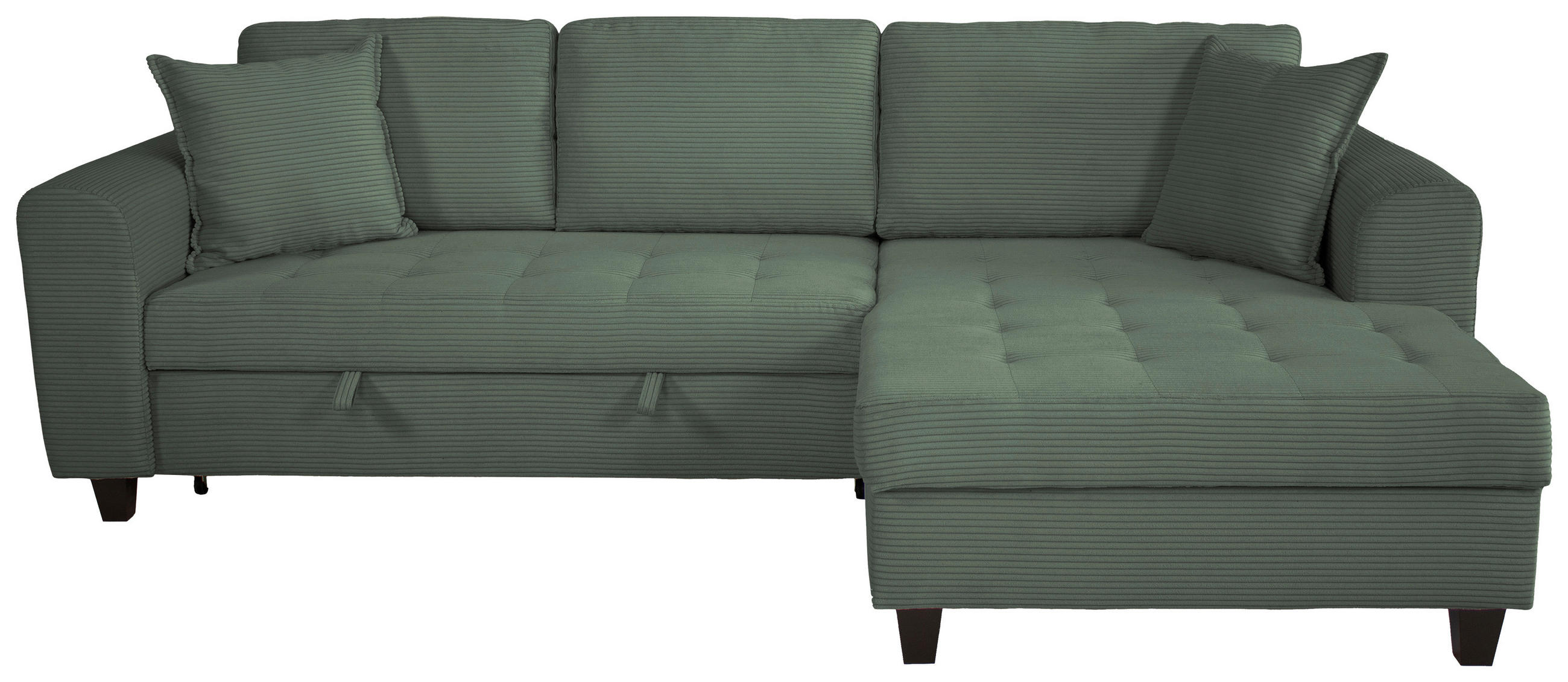 ECKSOFA MORITZ Dunkelgrün Cord Zierkissen, Bettkasten  - Dunkelgrün, Trend, Textil (265/155cm) - P & B