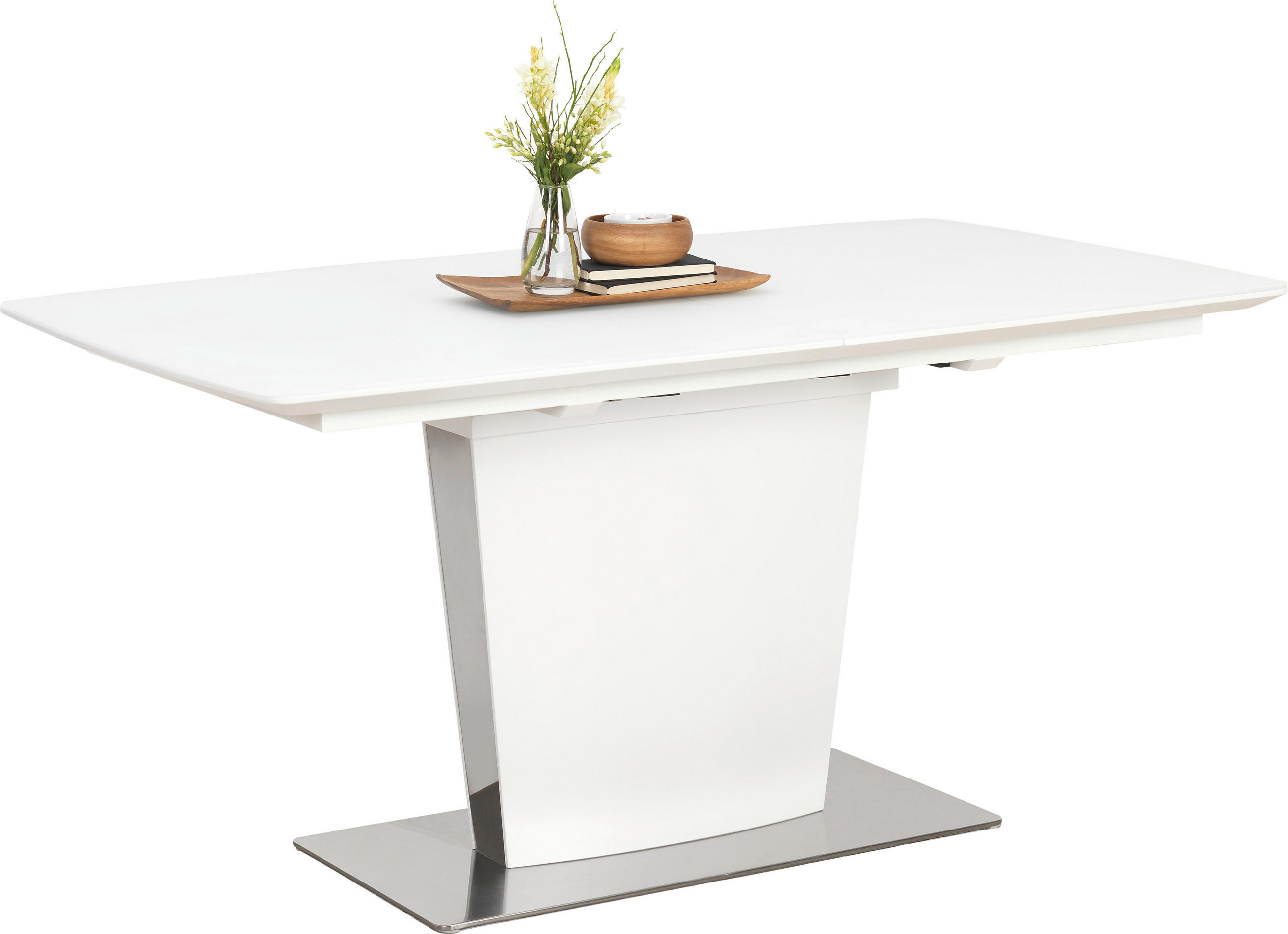 Esstisch in Metall, Glas, Holzwerkstoff 160(210)/90/76 cm