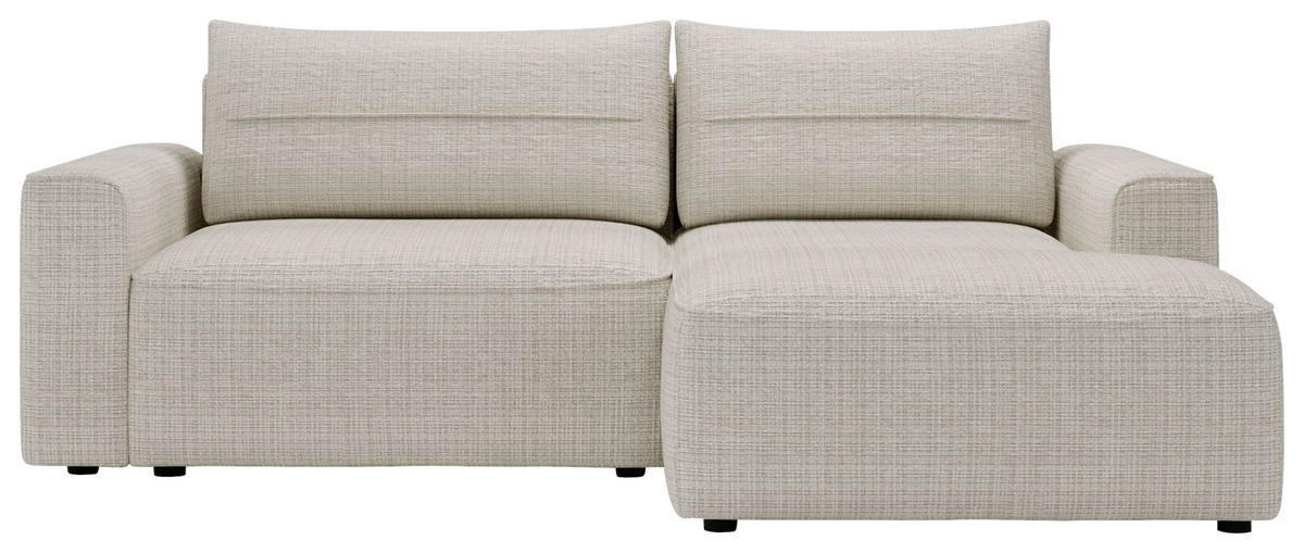 ECKSOFA in Chenille Creme  - Creme/Schwarz, Design, Kunststoff/Textil (233/144cm) - Livetastic