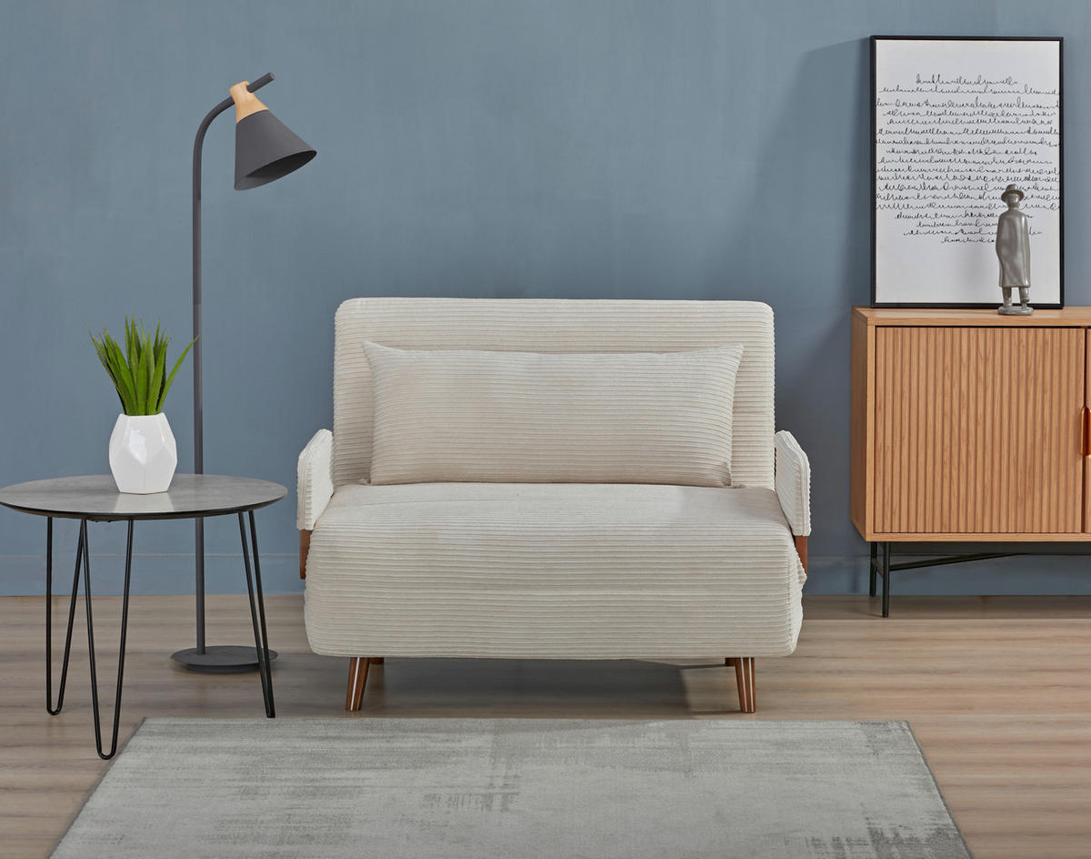 SCHLAFSESSEL Cord Creme    - Hellbraun/Creme, MODERN, Holz/Textil (107/82/91cm) - Livetastic