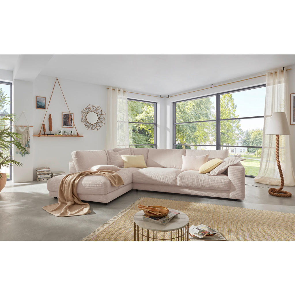 Thumbnail - Hom`in Ecksofa, Taupe, Textil, 4-Sitzer, Füllung: Schaumstoff, Federn, Ottomane links, L-Form, 325x224 cm, Blauer Engel,...
