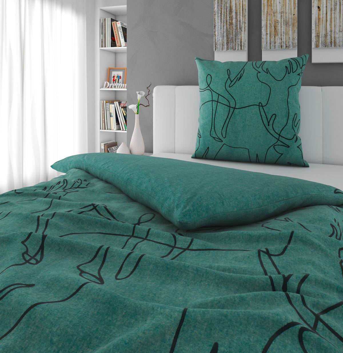 BETTWÄSCHE Flanell 135/200 cm  - Dunkelgrün, Design, Textil (135/200cm) - Novel
