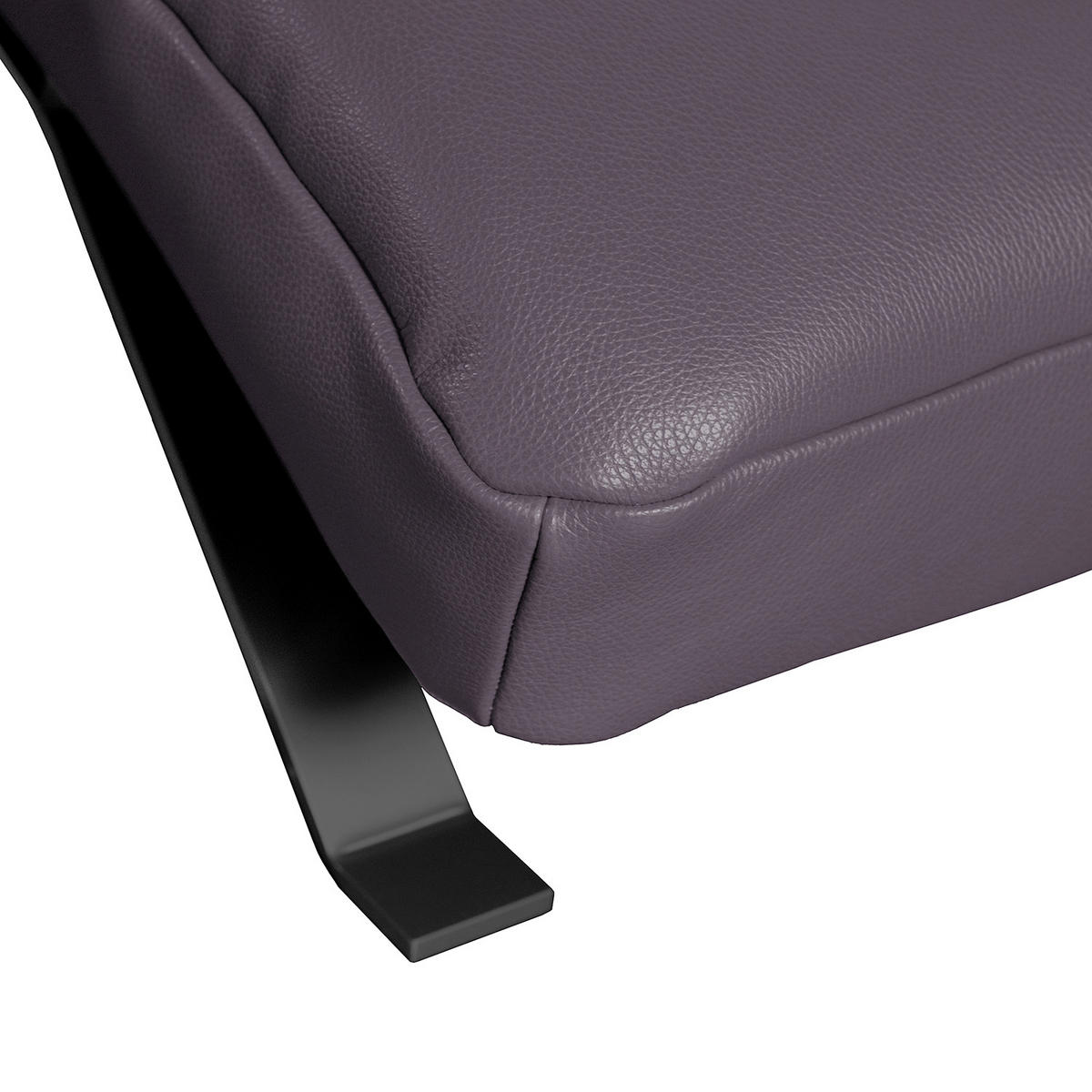 RELAXLIEGE in Echtleder Aubergine  - Aubergine/Schwarz, Design, Leder/Metall (65/65-95/171cm) - Livetastic