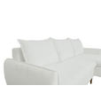 ECKSOFA Weiß Chenille Rückenkissen, Bettkasten, Schlaffunktion, Rücken echt, Liegefläche im Originalstoff  - Buchefarben/Weiß, KONVENTIONELL, Holz/Textil (244/163cm) - Carryhome