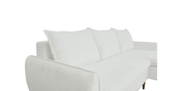 ECKSOFA Weiß Chenille Rückenkissen, Bettkasten, Schlaffunktion, Rücken echt, Liegefläche im Originalstoff  - Buchefarben/Weiß, KONVENTIONELL, Holz/Textil (244/163cm) - Carryhome