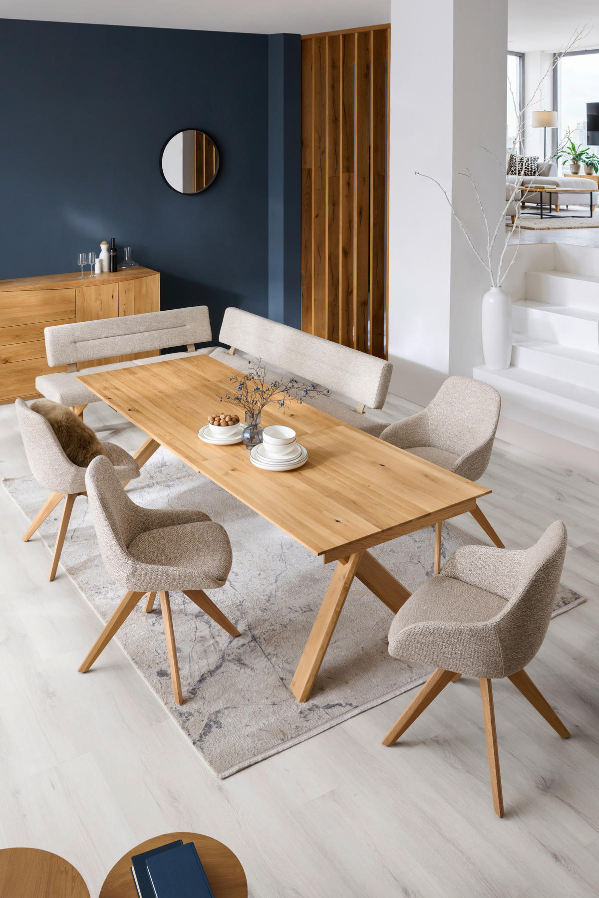 ECKBANK 159/229 cm  in Eichefarben, Sandfarben  - Sandfarben/Eichefarben, Natur, Holz/Textil (159/229cm) - Anrei